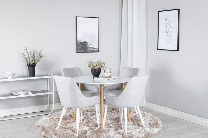Plaza Matgrupp 100 cm Rund med 4 Plaza stolar - Grå - Möbler - Matplats - Matgrupp & matbord med stolar