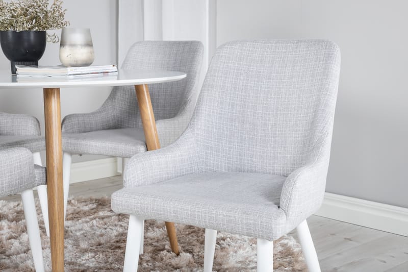 Plaza Matgrupp 100 cm Rund med 4 Plaza stolar - Grå - Möbler - Matplats - Matgrupp & matbord med stolar
