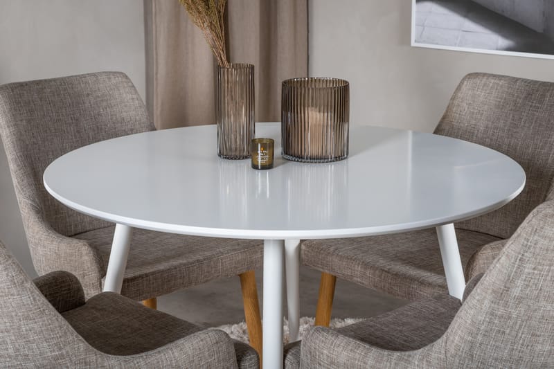 Plaza Matgrupp 100 cm Rund med 4 Plaza stolar - Grå - Möbler - Matplats - Matgrupp & matbord med stolar