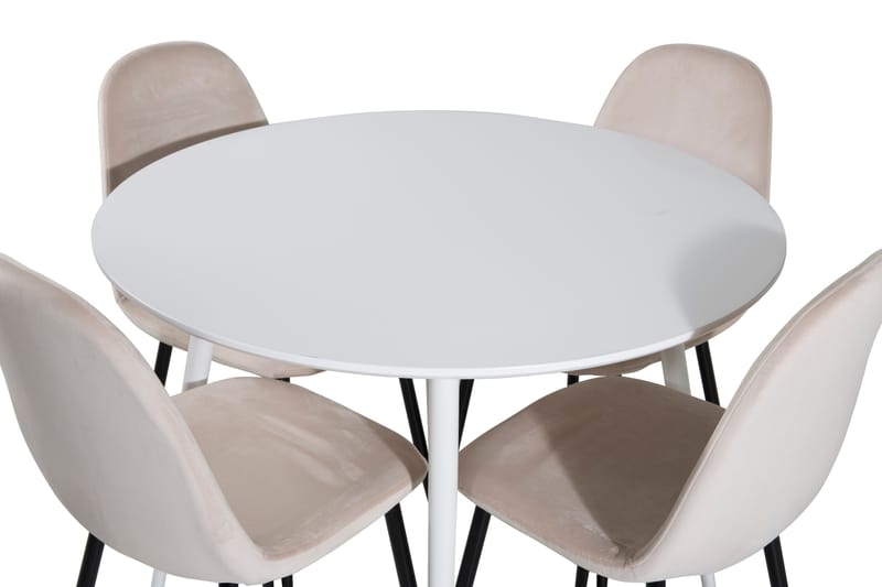 Plaza Matgrupp 100 cm Rund med 4 Polar stolar - Beige - Möbler - Matplats - Matgrupp & matbord med stolar