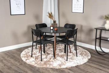 Plaza Matgrupp 100 cm Rund med 4 Polly stolar - Svart - Möbler - Matplats - Matgrupp & matbord med stolar