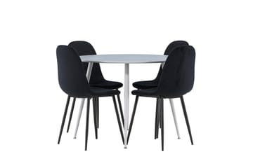Plaza Matgrupp 100 cm Rund med 4 Polar stolar - Grå/Svart - Möbler - Matplats - Matgrupp & matbord med stolar