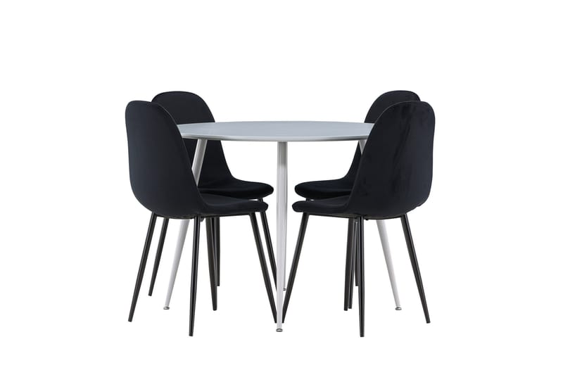 Plaza Matgrupp 100 cm Rund med 4 Polar stolar - Grå/Svart - Möbler - Matplats - Matgrupp & matbord med stolar