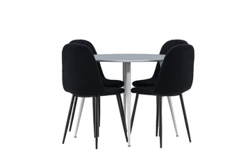 Plaza Matgrupp 100 cm Rund med 4 Polar stolar - Grå/Svart - Möbler - Matplats - Matgrupp & matbord med stolar