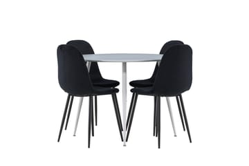 Plaza Matgrupp 100 cm Rund med 4 Polar stolar - Grå/Svart - Möbler - Matplats - Matgrupp & matbord med stolar