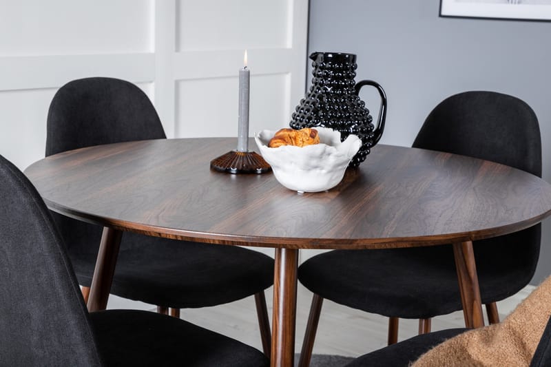 Plaza Matgrupp 100 cm Rund med 4 Polar stolar - Svart - Möbler - Matplats - Matgrupp & matbord med stolar