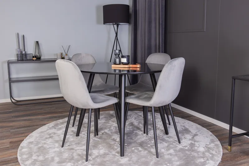 Plaza Matgrupp 100 cm Rund med 4 Polar stolar - Svart - Möbler - Matplats - Matgrupp & matbord med stolar