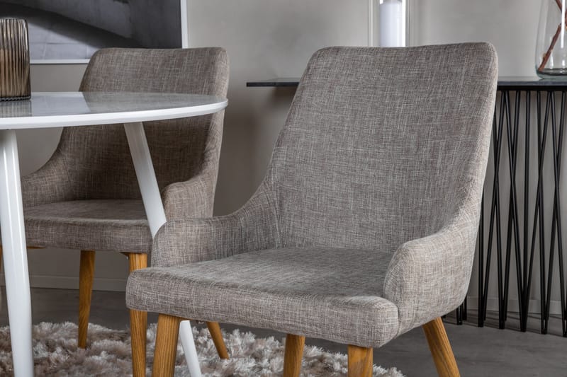 Plaza Matgrupp 100 cm Rund med 4 Plaza stolar - Grå - Möbler - Matplats - Matgrupp & matbord med stolar