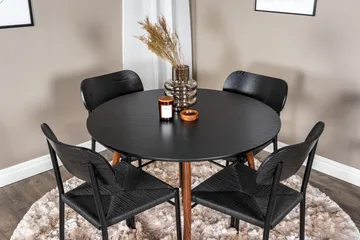 Plaza Matgrupp 100 cm Rund med 4 Polly stolar - Svart - Möbler - Matplats - Matgrupp & matbord med stolar