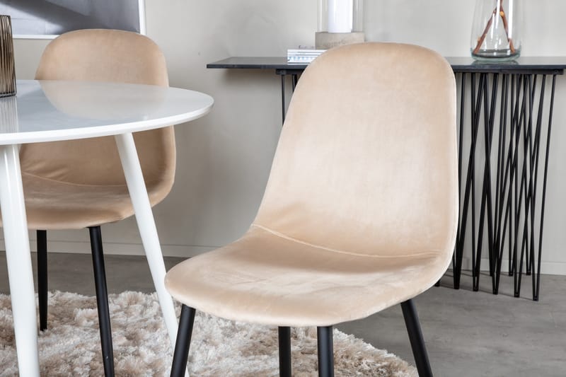 Plaza Matgrupp 100 cm Rund med 4 Polar stolar - Beige - Möbler - Matplats - Matgrupp & matbord med stolar