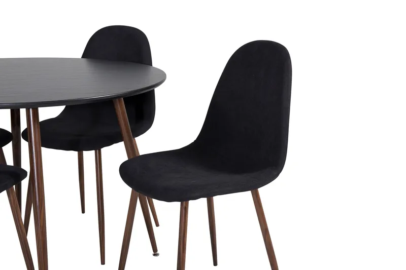 Plaza Matgrupp 100 cm Rund med 4 Polar stolar - Svart - Möbler - Matplats - Matgrupp & matbord med stolar