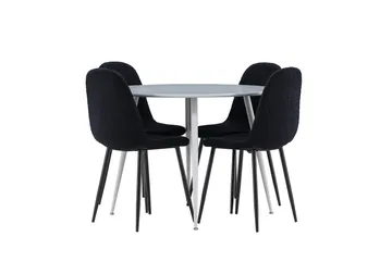 Plaza Matgrupp 100 cm Rund med 4 Polar stolar - Grå/Svart - Möbler - Matplats - Matgrupp & matbord med stolar
