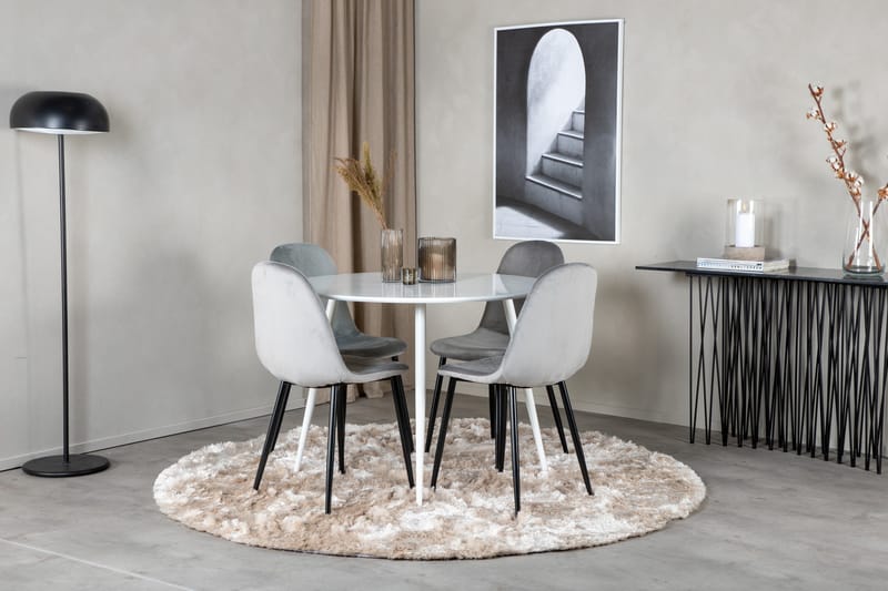 Plaza Matgrupp 100 cm Rund med 4 Polar stolar - Svart - Möbler - Matplats - Matgrupp & matbord med stolar