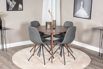 Plaza Matgrupp 100 cm Rund med 4 Polar stolar - Svart - Möbler - Matplats - Matgrupp & matbord med stolar