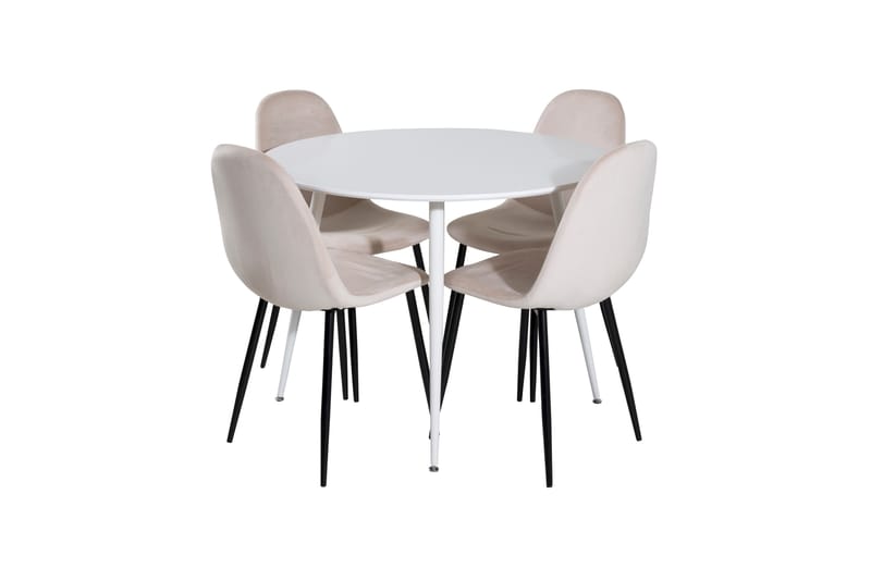 Plaza Matgrupp 100 cm Rund med 4 Polar stolar - Beige - Möbler - Matplats - Matgrupp & matbord med stolar