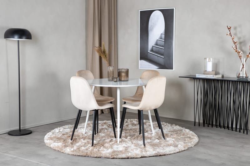 Plaza Matgrupp 100 cm Rund med 4 Polar stolar - Beige - Möbler - Matplats - Matgrupp & matbord med stolar