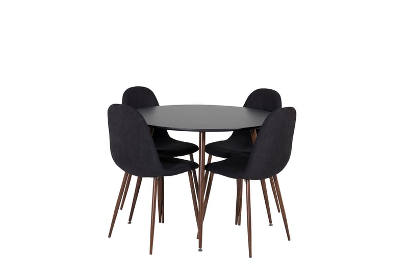 Plaza Matgrupp 100 cm Rund med 4 Polar stolar - Svart - Möbler - Matplats - Matgrupp & matbord med stolar