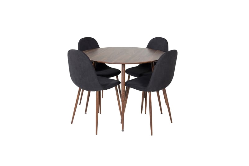 Plaza Matgrupp 100 cm Rund med 4 Polar stolar - Svart - Möbler - Matplats - Matgrupp & matbord med stolar