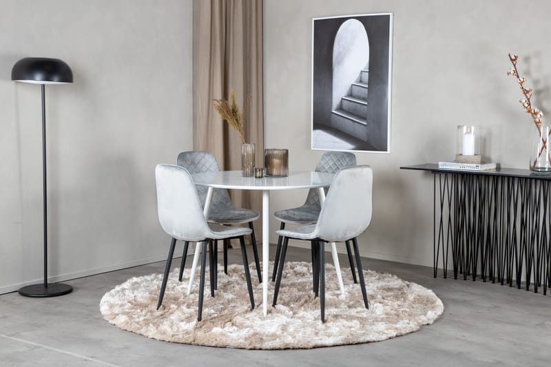 Plaza Matgrupp 100 cm Rund med 4 Polar stolar - Svart - Möbler - Matplats - Matgrupp & matbord med stolar