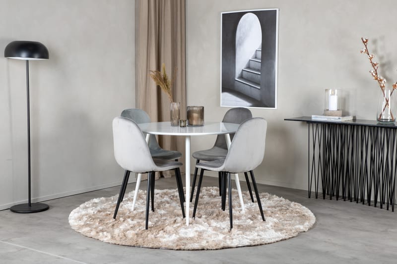 Plaza Matgrupp 100 cm Rund med 4 Polar stolar - Svart - Möbler - Matplats - Matgrupp & matbord med stolar
