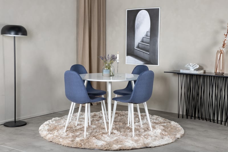 Plaza Matgrupp 100 cm Rund med 4 Polar stolar - Svart - Möbler - Matplats - Matgrupp & matbord med stolar