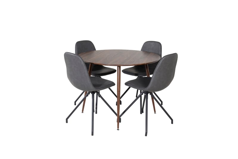 Plaza Matgrupp 100 cm Rund med 4 Polar stolar - Svart - Möbler - Matplats - Matgrupp & matbord med stolar