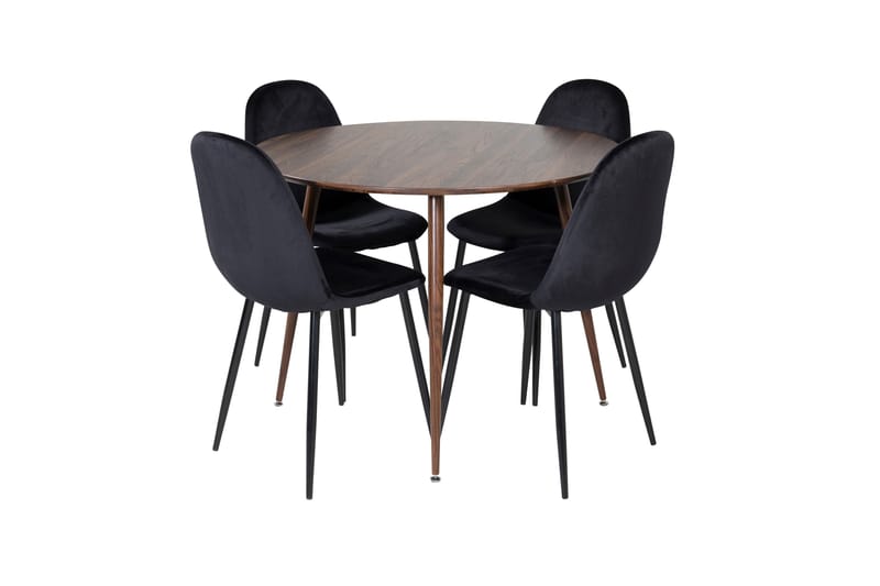 Plaza Matgrupp 100 cm Rund med 4 Polar stolar - Svart - Möbler - Matplats - Matgrupp & matbord med stolar