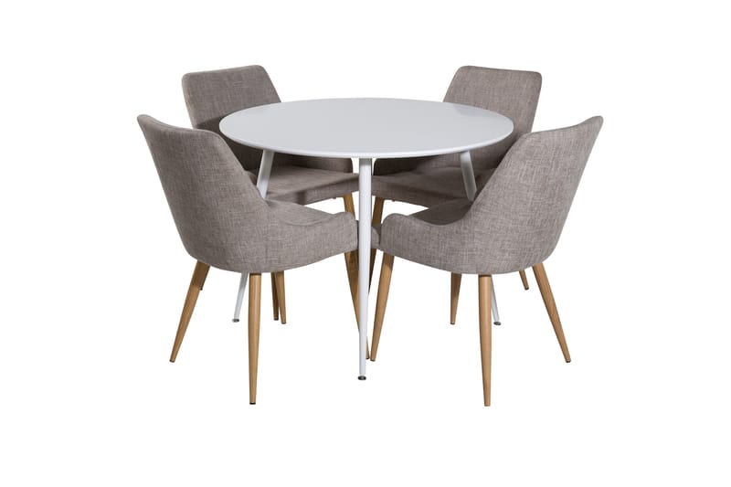 Plaza Matgrupp 100 cm Rund med 4 Plaza stolar - Grå - Möbler - Matplats - Matgrupp & matbord med stolar