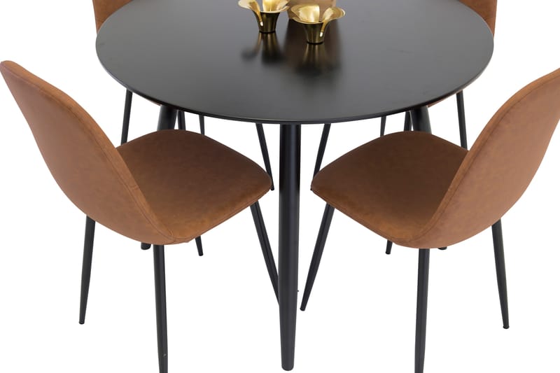Plaza Matgrupp 100 cm Rund med 4 Polar stolar - Svart - Möbler - Matplats - Matgrupp & matbord med stolar