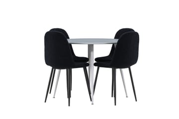 Plaza Matgrupp 100 cm Rund med 4 Polar stolar - Grå/Svart - Möbler - Matplats - Matgrupp & matbord med stolar