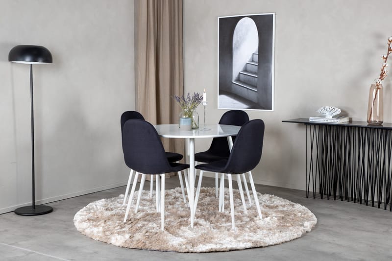 Plaza Matgrupp 100 cm Rund med 4 Polar stolar - Svart - Möbler - Matplats - Matgrupp & matbord med stolar
