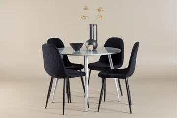Plaza Matgrupp 100 cm Rund med 4 Polar stolar - Grå/Svart - Möbler - Matplats - Matgrupp & matbord med stolar