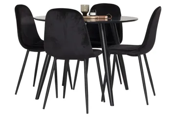 Plaza Matgrupp 100 cm Rund med 4 Polar stolar - Svart - Möbler - Matplats - Matgrupp & matbord med stolar