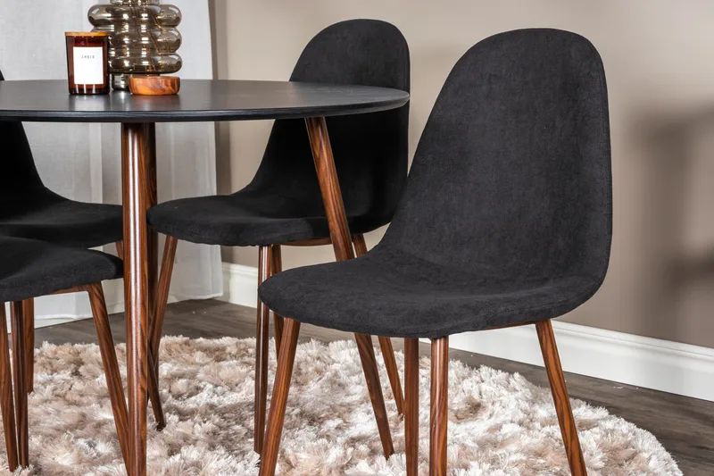 Plaza Matgrupp 100 cm Rund med 4 Polar stolar - Svart - Möbler - Matplats - Matgrupp & matbord med stolar