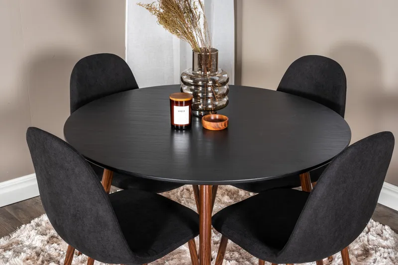 Plaza Matgrupp 100 cm Rund med 4 Polar stolar - Svart - Möbler - Matplats - Matgrupp & matbord med stolar