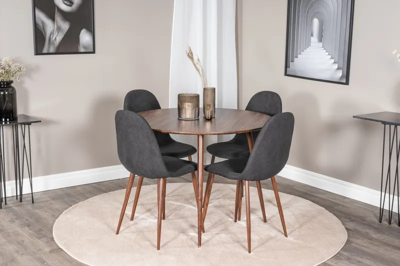 Plaza Matgrupp 100 cm Rund med 4 Polar stolar - Svart - Möbler - Matplats - Matgrupp & matbord med stolar