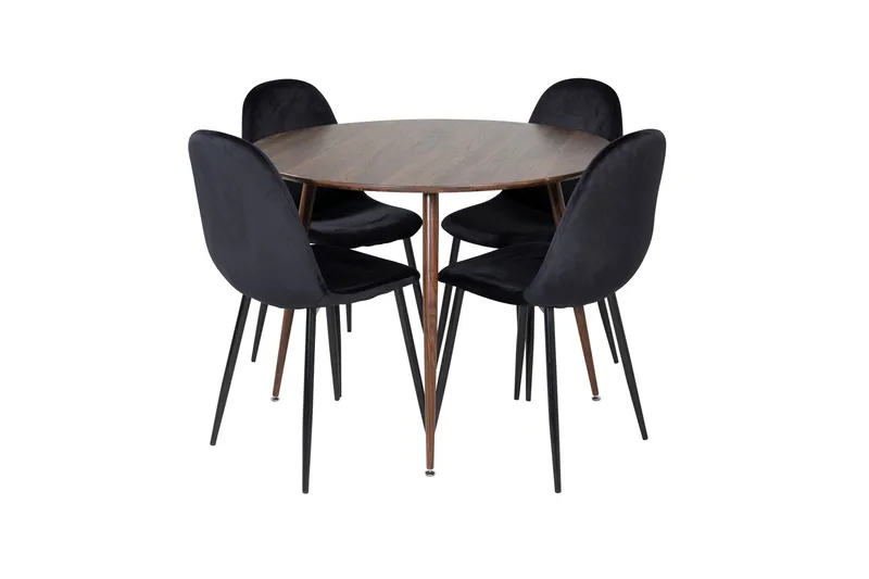 Plaza Matgrupp 100 cm Rund med 4 Polar stolar - Svart - Möbler - Matplats - Matgrupp & matbord med stolar