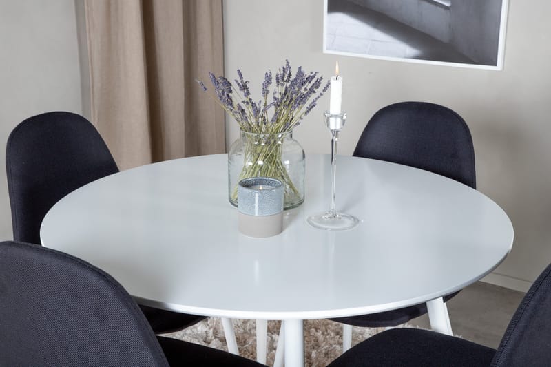 Plaza Matgrupp 100 cm Rund med 4 Polar stolar - Svart - Möbler - Matplats - Matgrupp & matbord med stolar