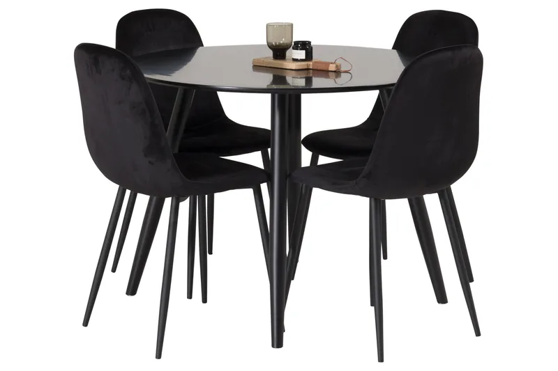 Plaza Matgrupp 100 cm Rund med 4 Polar stolar - Svart - Möbler - Matplats - Matgrupp & matbord med stolar