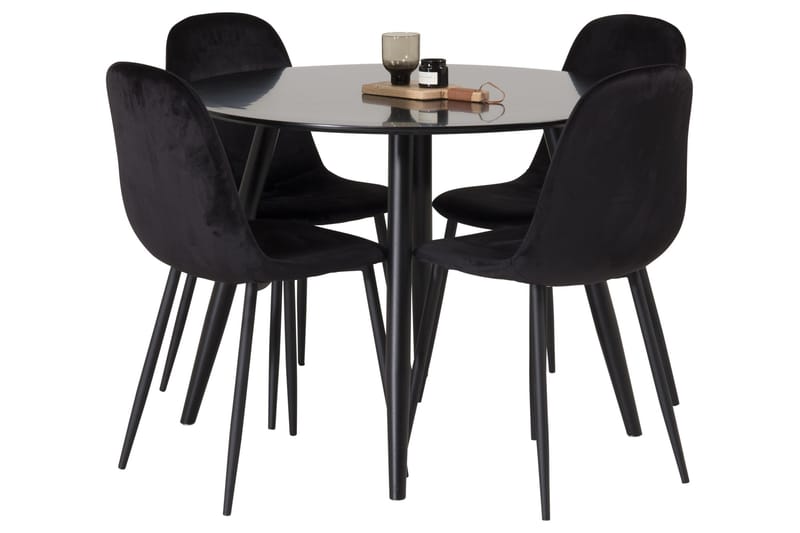 Plaza Matgrupp 100 cm Rund med 4 Polar stolar, Svart