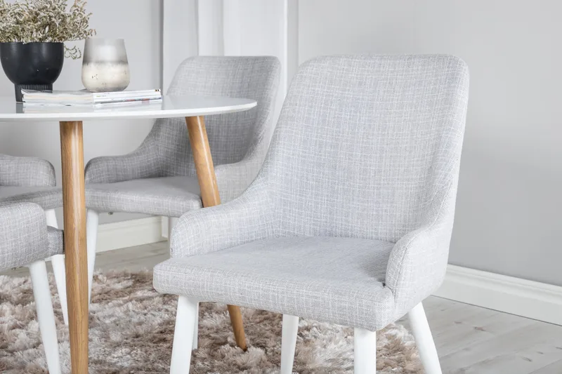 Plaza Matgrupp 100 cm Rund med 4 Plaza stolar - Grå - Möbler - Matplats - Matgrupp & matbord med stolar