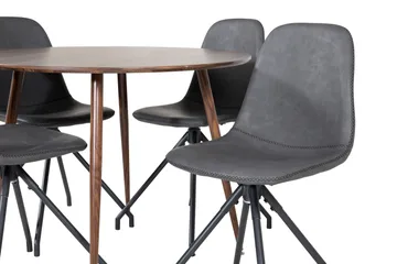 Plaza Matgrupp 100 cm Rund med 4 Polar stolar - Svart - Möbler - Matplats - Matgrupp & matbord med stolar