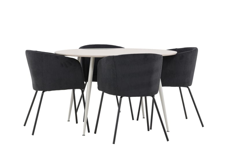 Plaza Matgrupp 120 cm Rund med 4 Berit stolar - Beige/Svart - Möbler - Matplats - Matgrupp & matbord med stolar
