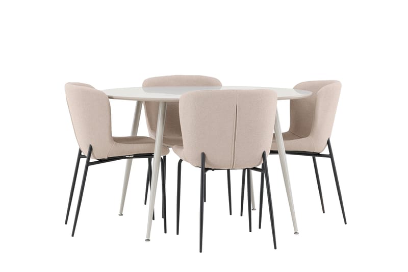 Plaza Matgrupp 120 cm Rund med 4 Modesto stolar - Beige/Beige - Möbler - Matplats - Matgrupp & matbord med stolar
