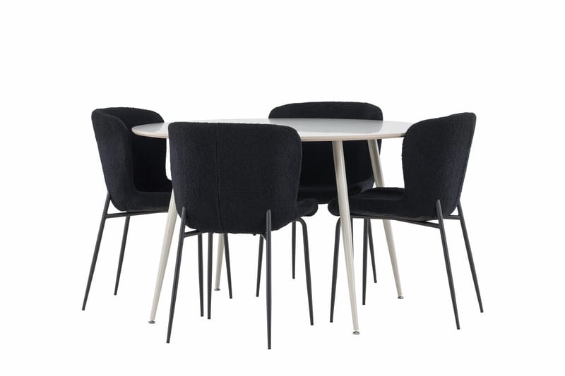 Plaza Matgrupp 120 cm Rund med 4 Modesto stolar - Beige/Svart - Möbler - Matplats - Matgrupp & matbord med stolar