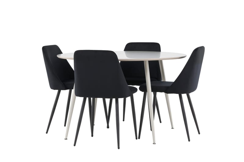 Plaza Matgrupp 120 cm Rund med 4 Night stolar, Beige/Svart
