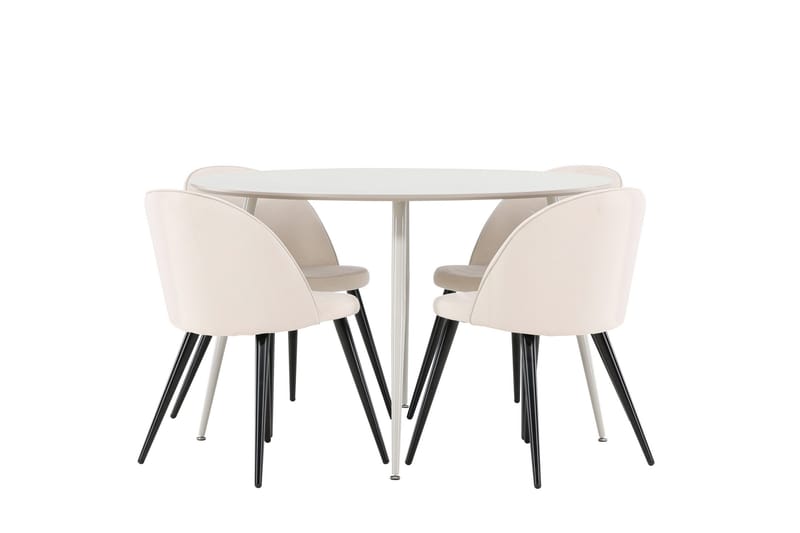 Plaza Matgrupp 120 cm Rund med 4 Velvet stolar - Beige/Beige - Möbler - Matplats - Matgrupp & matbord med stolar