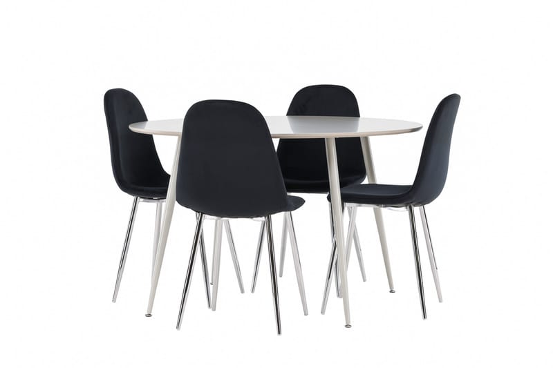 Plaza Matgrupp 120 cm Rund med 4 Polar stolar, Beige/Svart