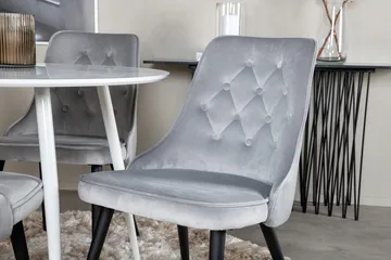 Plaza Rund Matgrupp 100 cm med 4 Velvet Deluxe Matstolar - ljusgrå - Möbler - Matplats - Matgrupp & matbord med stolar