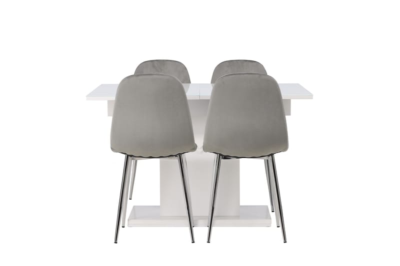 Pluto Matgrupp 120 cm Rektangulär med 4 Eva stolar, Ljusgrå